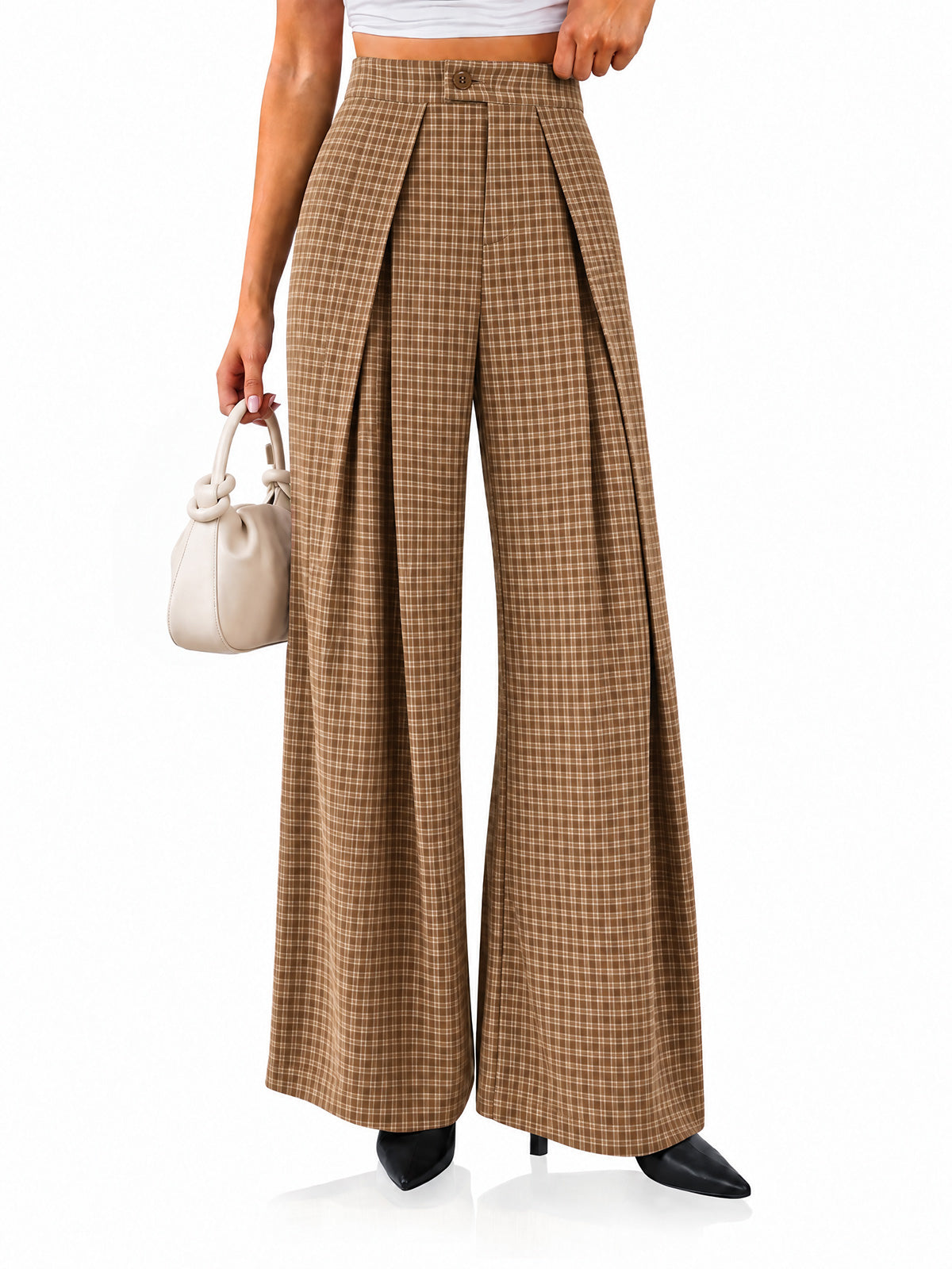 Womens Wide Leg Pleated High Waist Pants |Cicy Bell