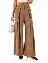 Womens Wide Leg Pleated High Waist Pants |Cicy Bell