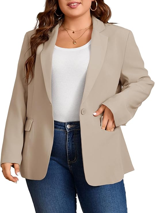 Womens Khaki Plus Size Blazers | CicyBell