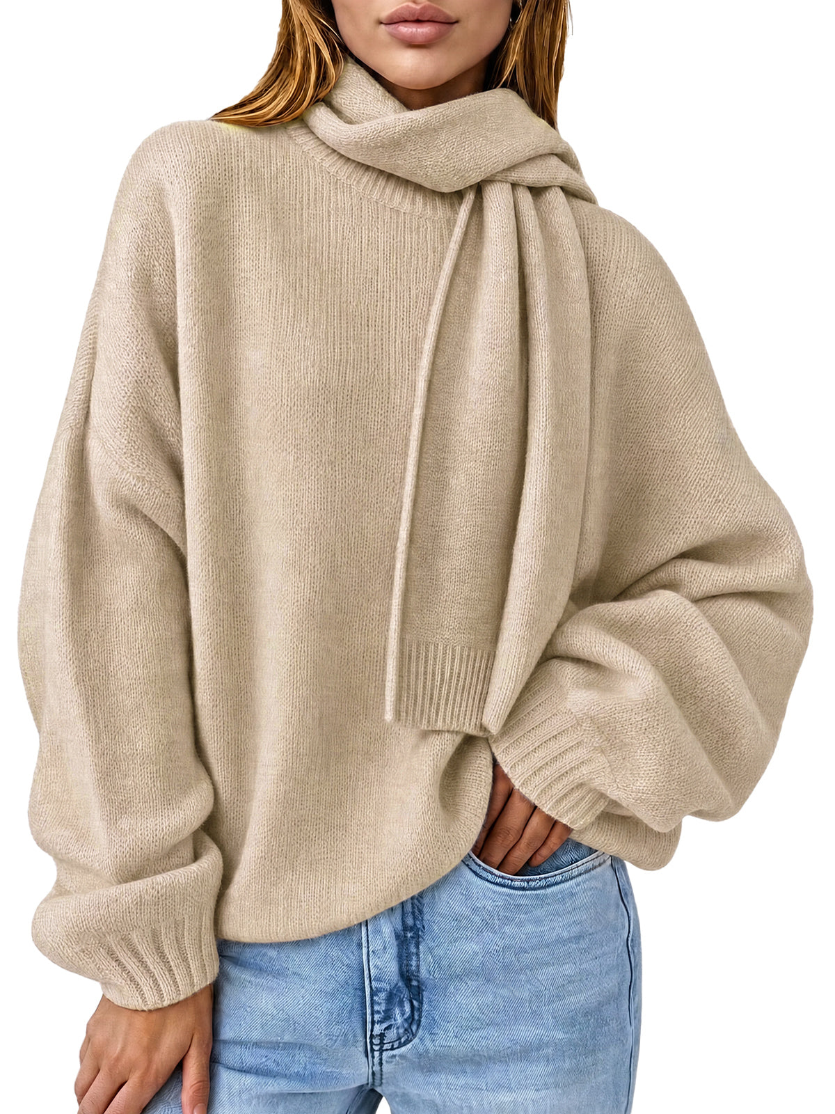 Womens Khaki Long Sleeve Knit Sweaters | CicyBell