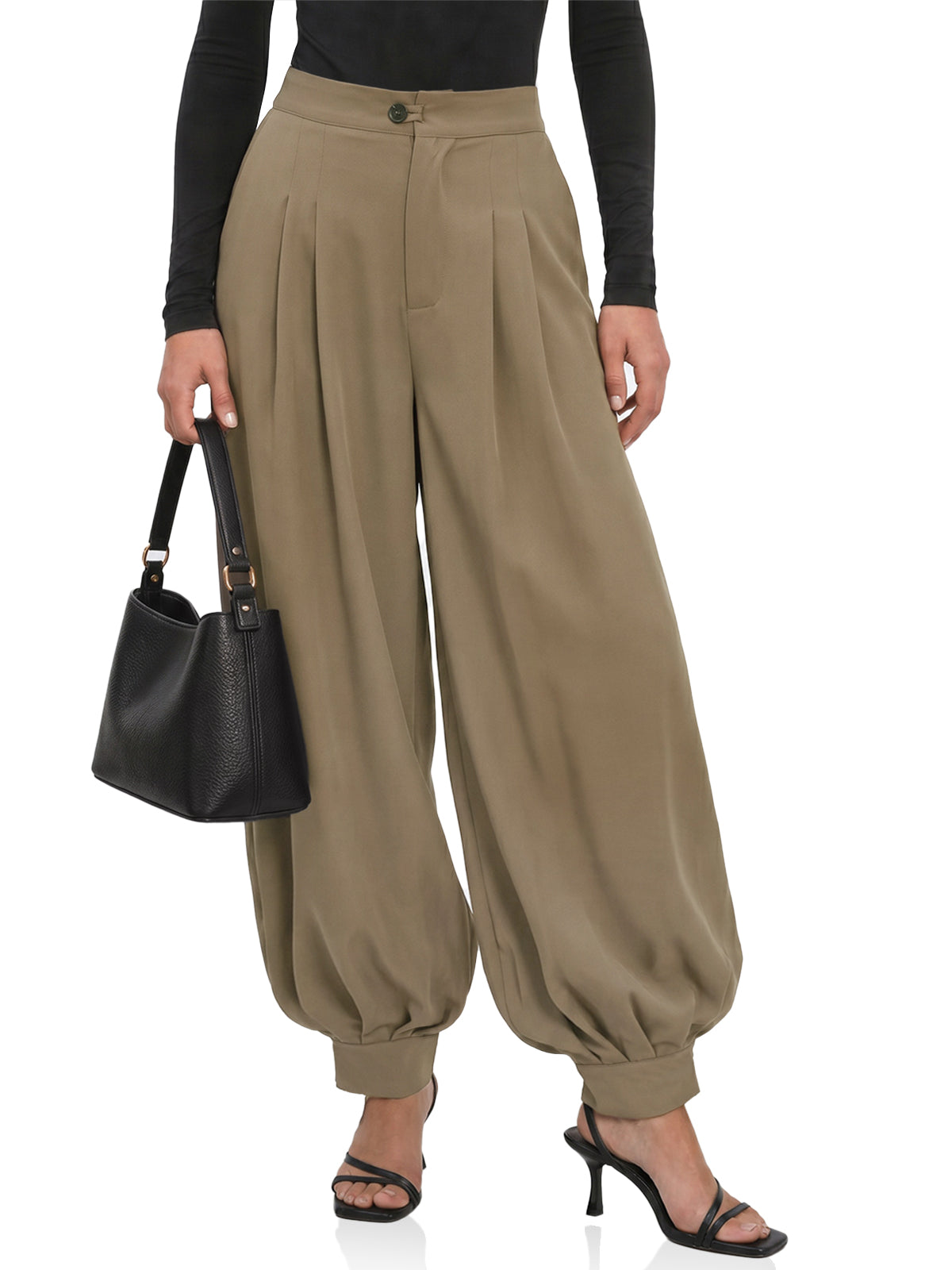 Womens Dark Khaki Dress Pants | Cicy Bell