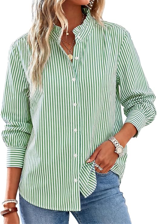 Womens Army Green Oversized Button Down Shirts| CicyBell