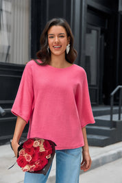 Cicy Bell Womens Pink Half Sleeve Sweaters 1