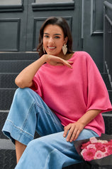 Cicy Bell Womens Pink Half Sleeve Sweaters 3