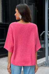 Cicy Bell Womens Pink Half Sleeve Sweaters