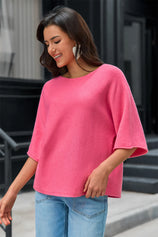 Cicy Bell Womens Pink Half Sleeve Sweaters