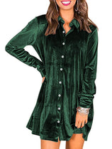 Women Velvet Button Down Mini Dress | Cicy Bell