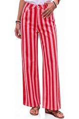 Womens Striped High Waisted Wide Leg Jeans | Cicy Bell