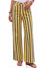 Womens Striped High Waisted Wide Leg Jeans | Cicy Bell