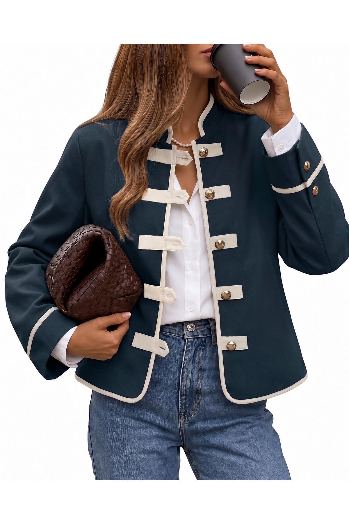 Womens Napoleon Cropped Collar Vintage Coats | Cicy Bell