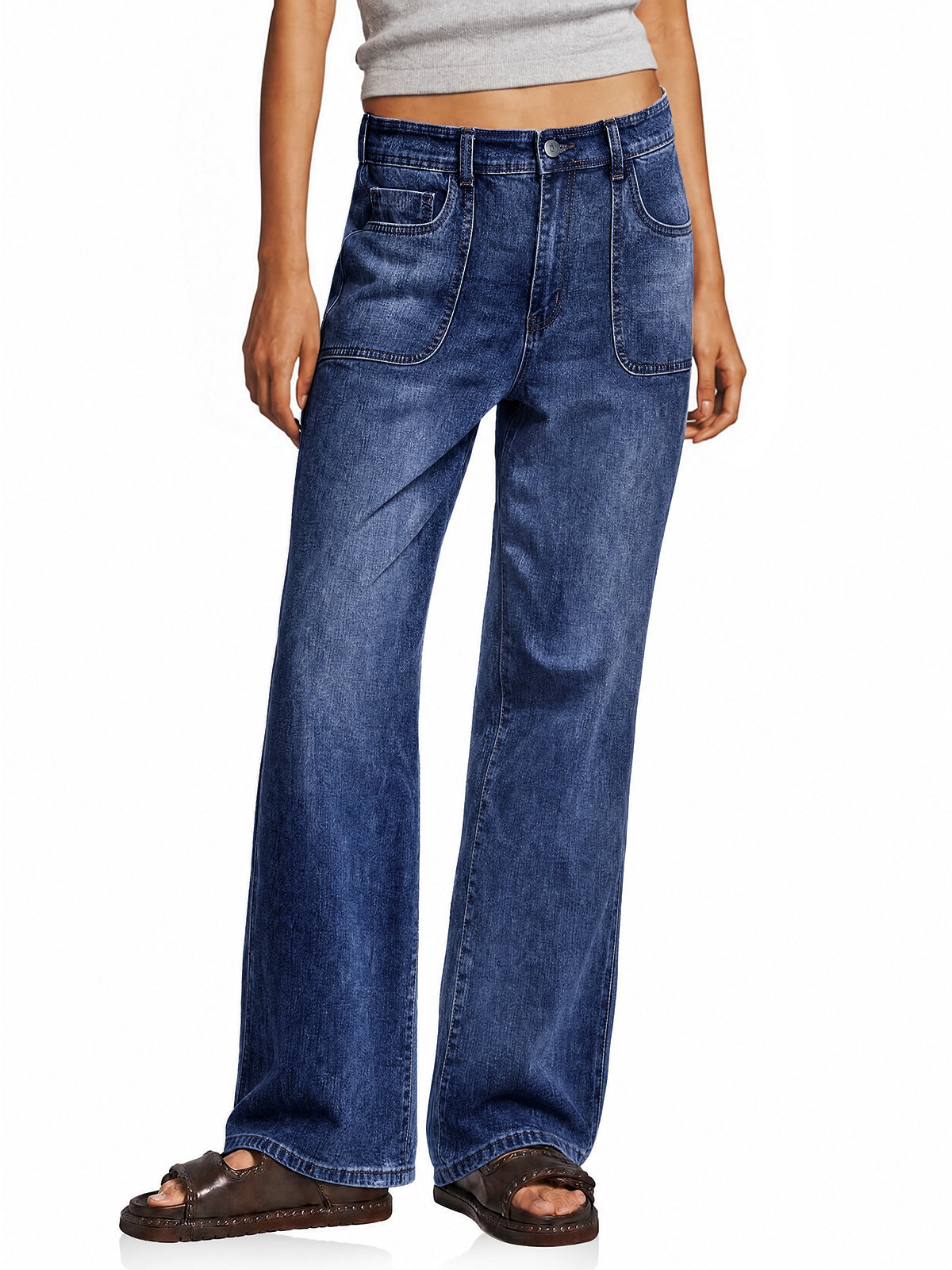 Womens Navy High Waisted Jeans | CicyBell
