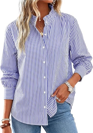 Womens Navy Oversized Button Down Shirts| CicyBell