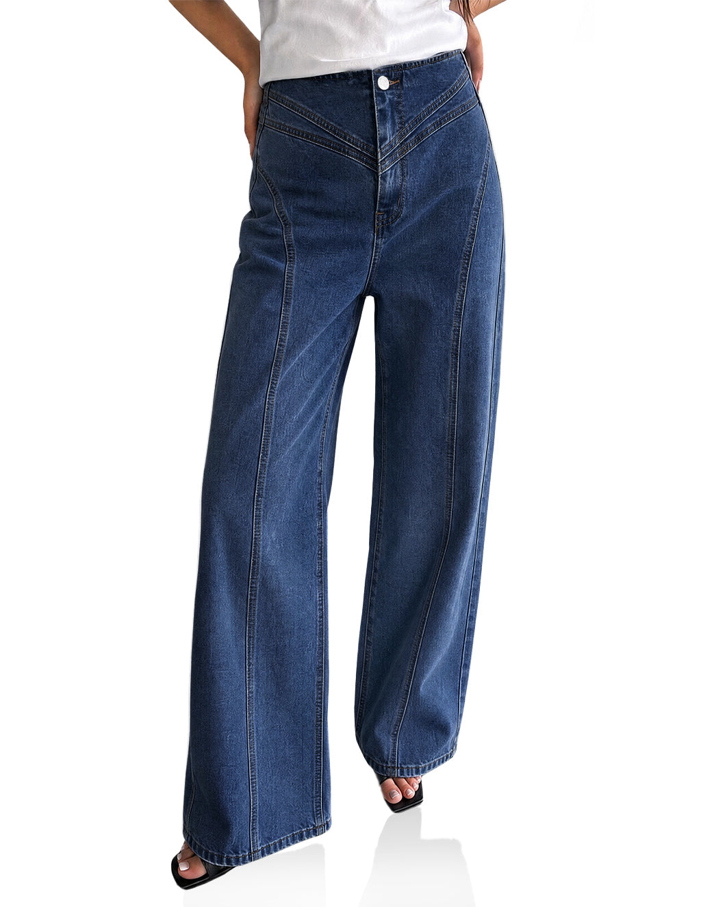 Womens Stretchy High Waisted Wide Leg Jeans | CicyBell