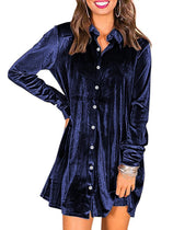 Women Velvet Button Down Mini Dress | Cicy Bell