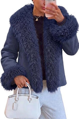 Womens Faux Fur Jackets Collar Winter Pea Coats | Cicy Bell