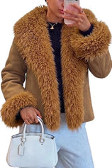 Womens Faux Fur Jackets Collar Winter Pea Coats | Cicy Bell