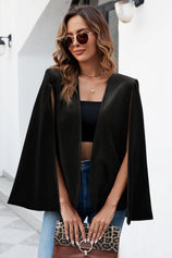 Womens Black Velvet Cape Blazer Jackets 3