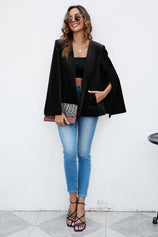 Womens Black Velvet Cape Blazer Jackets | CicyBell