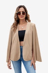 Womens Light Khaki Velvet Cape Blazer Jackets 1