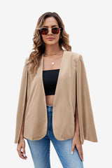 Womens Light Khaki Velvet Cape Blazer Jackets | CicyBell