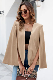 Womens Light Khaki Velvet Cape Blazer Jackets 3