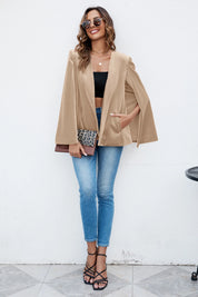 Womens Light Khaki Velvet Cape Blazer Jackets | CicyBell