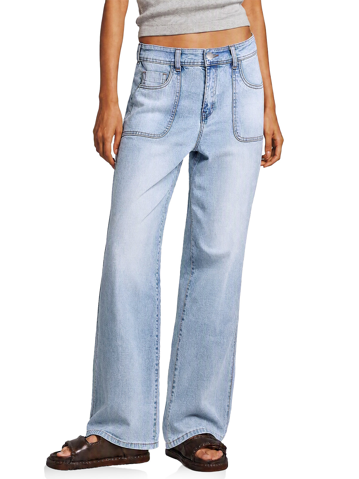 Womens Light Blue High Waisted Jeans | CicyBell