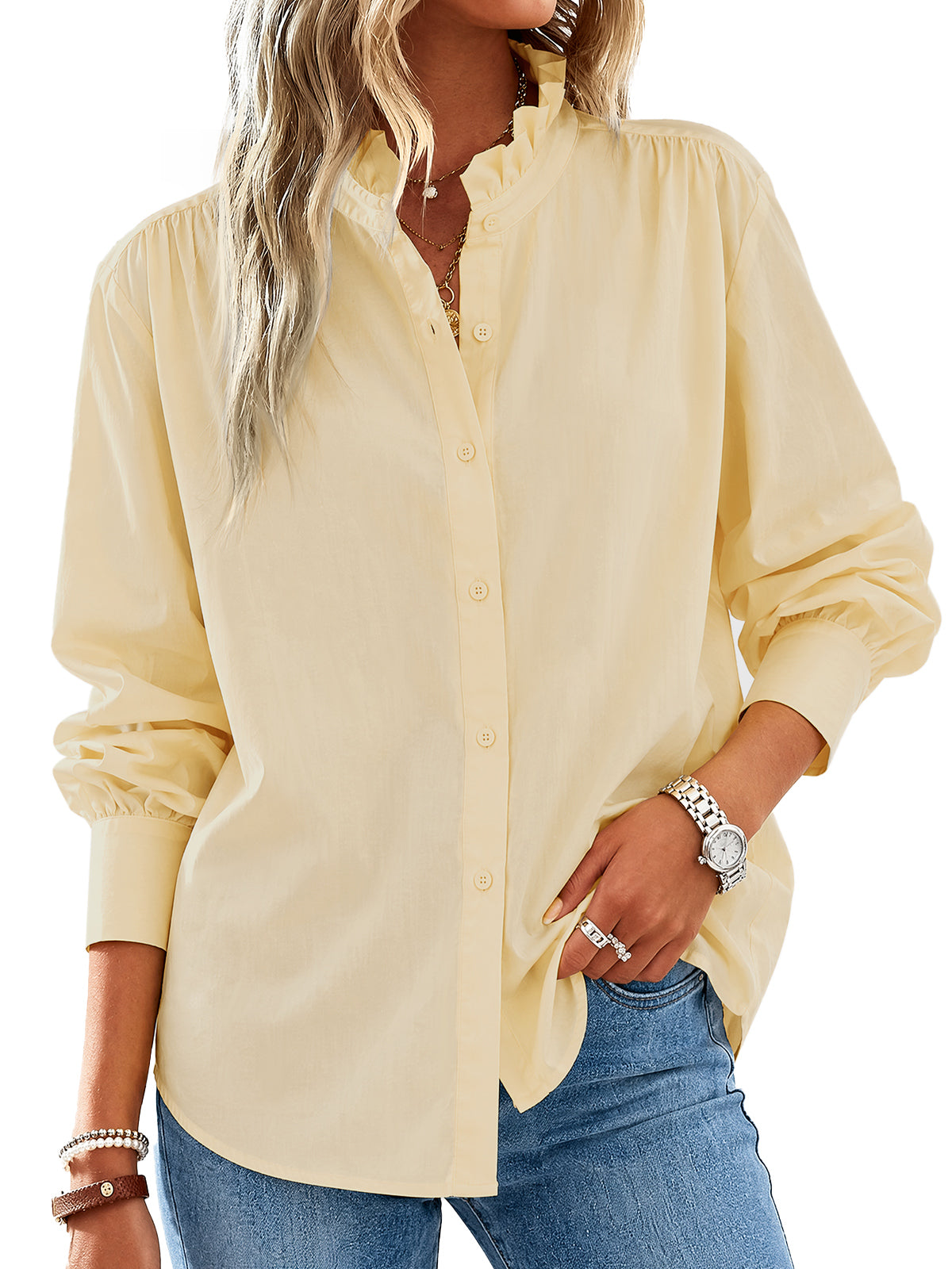 Womens Light Khaki  Oversized Button Down Shirts| CicyBell