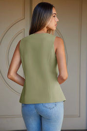 Cicy Bell Womens Light Green V Neck Vest Tops