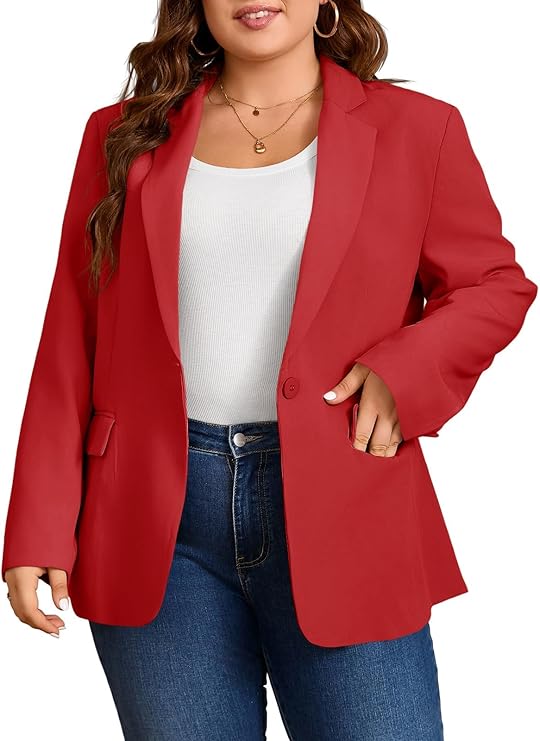 Womens Red Plus Size Blazers | CicyBell
