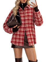 Womens Plaid Button Sleeve Collared Fall Blouses | Cicy Bell