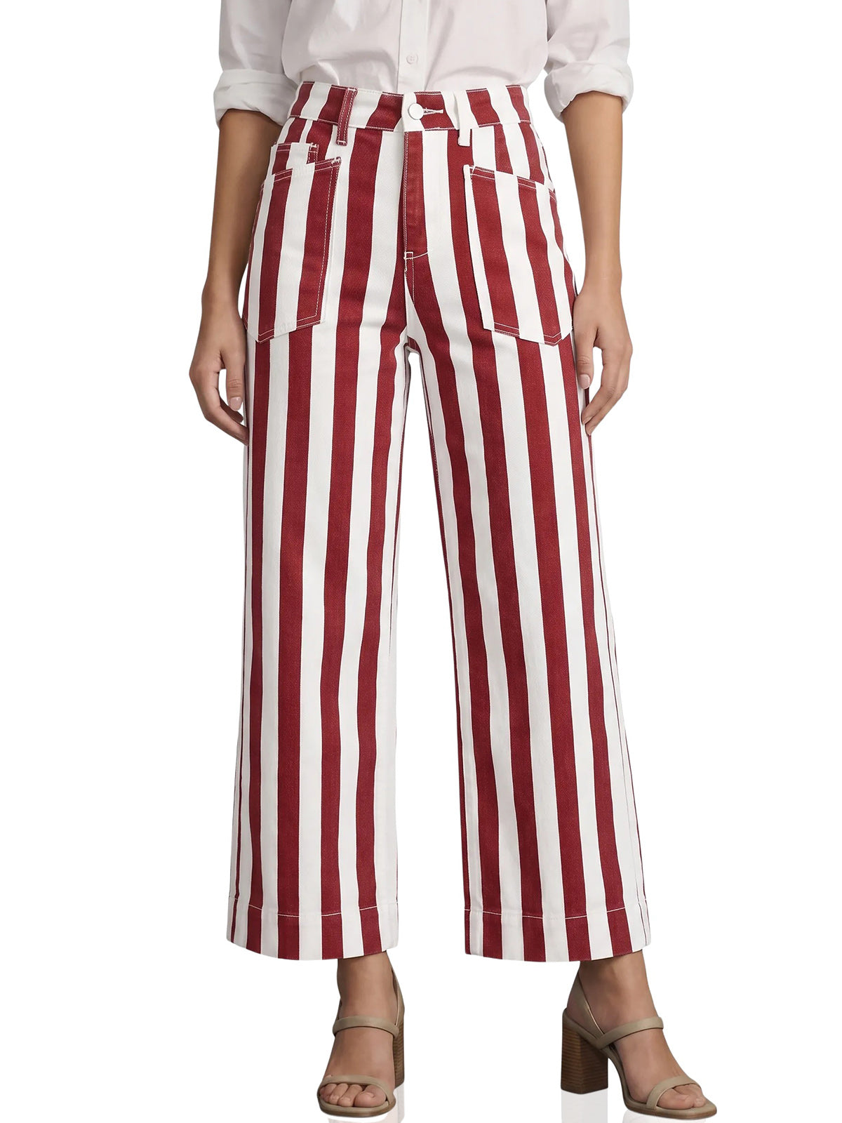 Womens Red Cropped Wide Leg Jeans | CicyBell