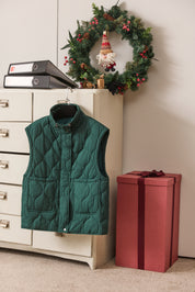 Womens Dark Green Quilted Puffer Vest | CicyBell
