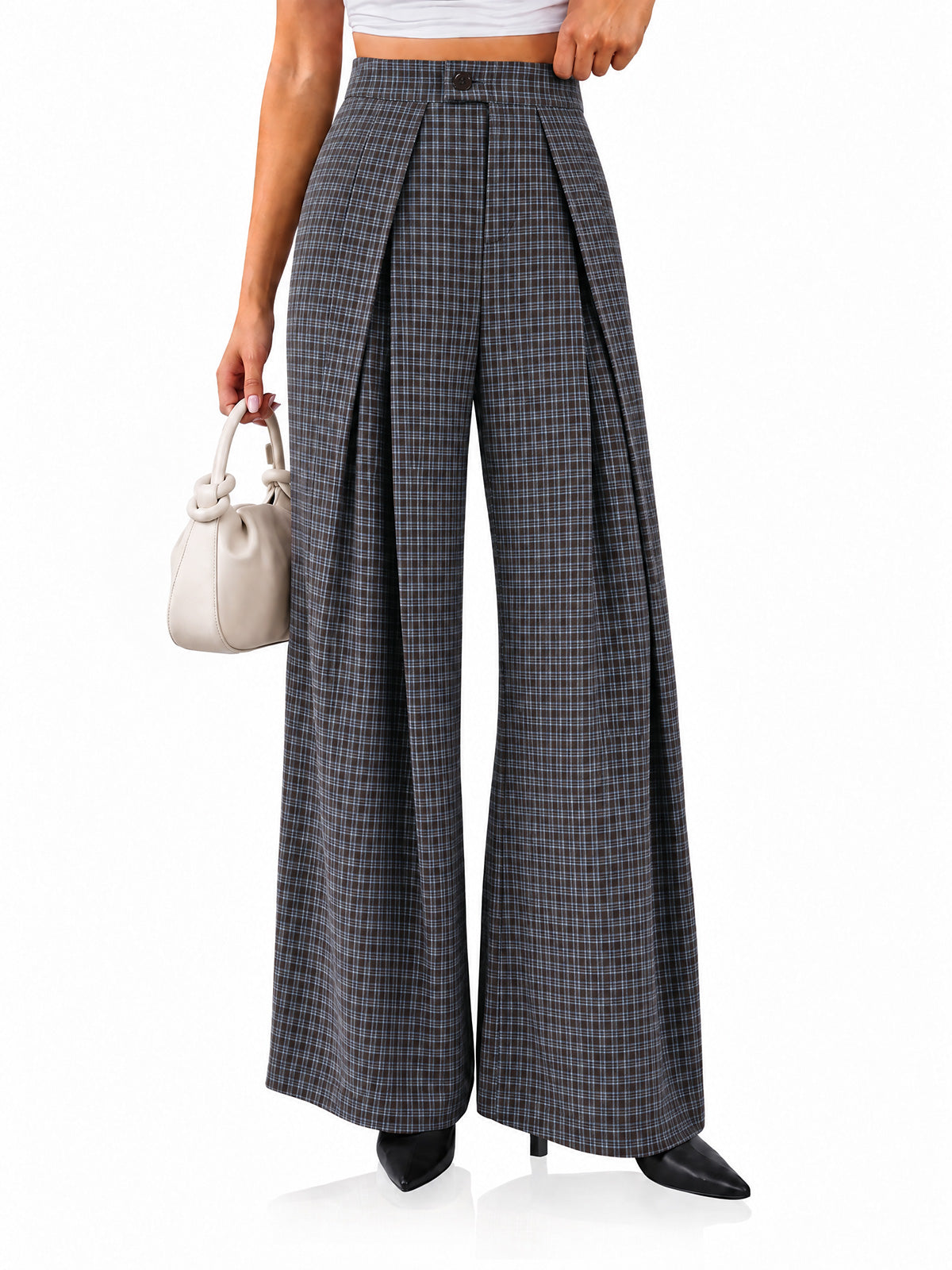 Womens Wide Leg Pleated High Waist Pants |Cicy Bell