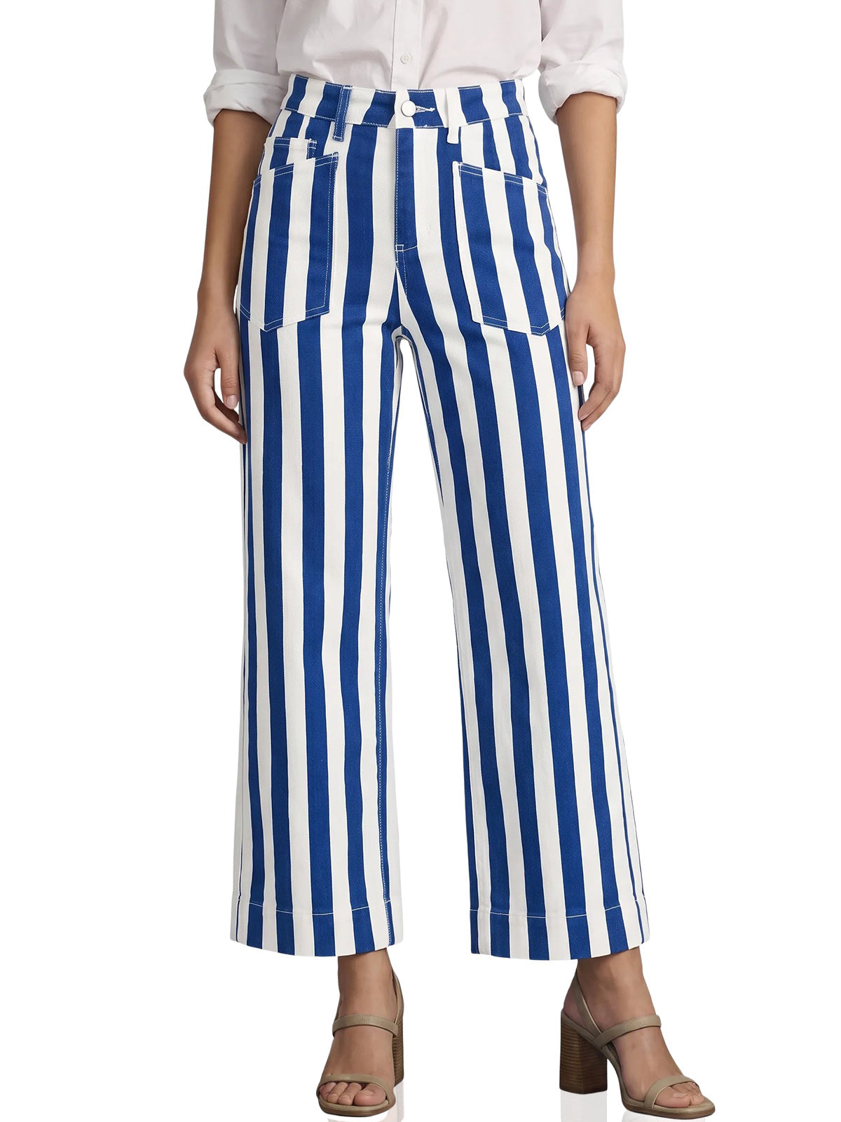 Womens Navy Cropped Wide Leg Jeans | CicyBell