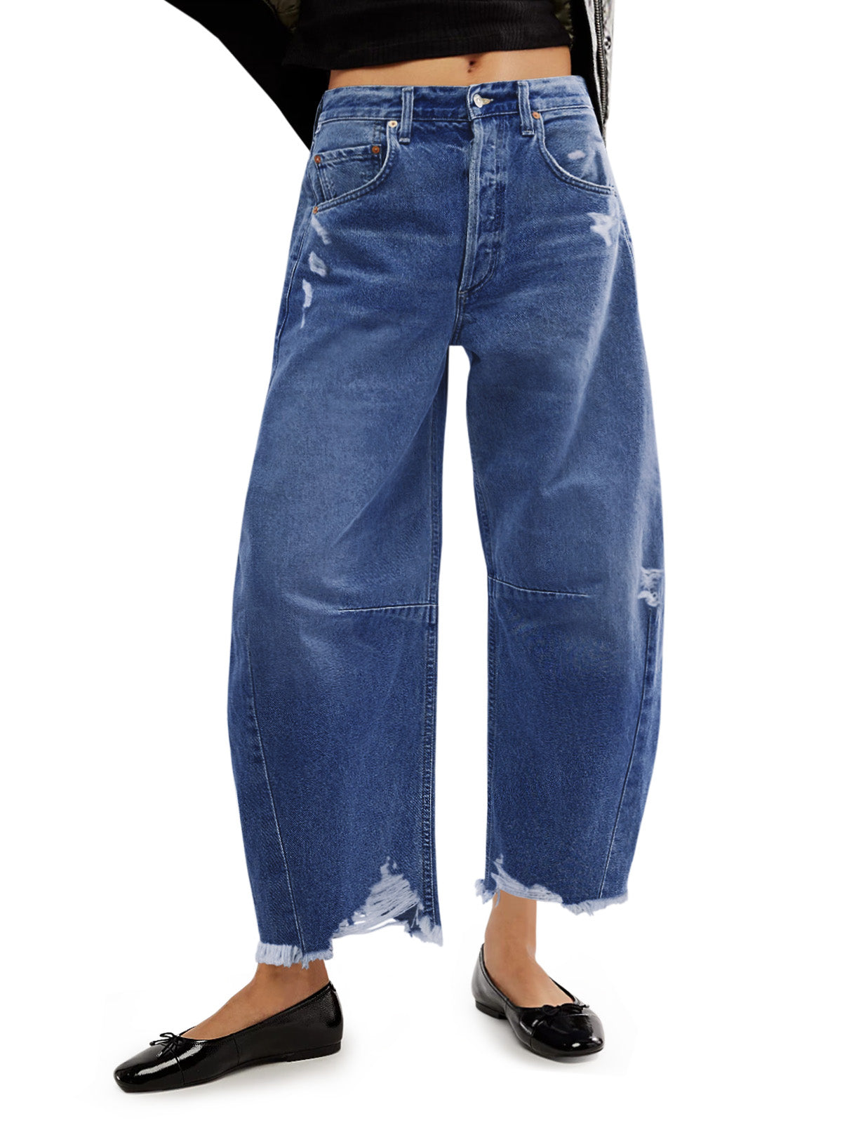 Womens Blue Baggy Barrel Jeans | CicyBell