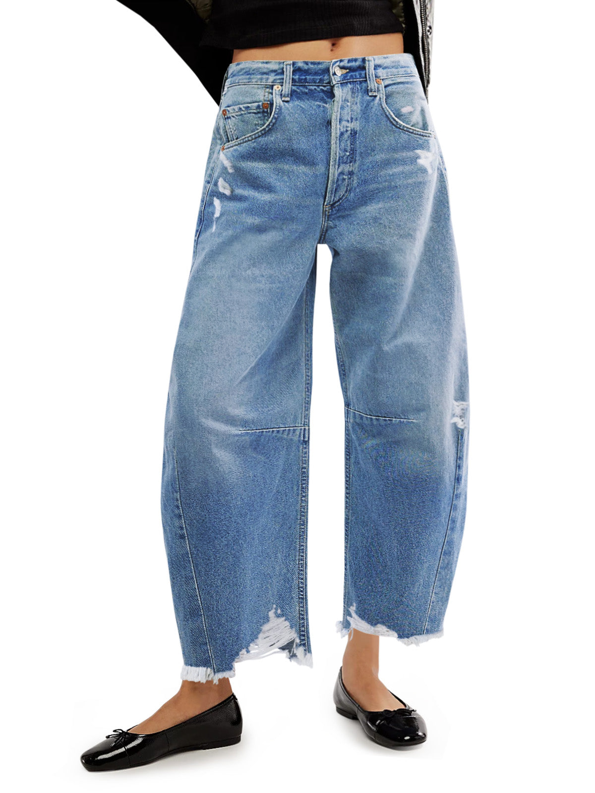 Womens Light Blue Baggy Barrel Jeans | CicyBell