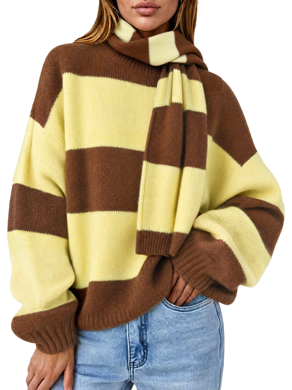 Womens Yellow Long Sleeve Knit Sweaters | CicyBell