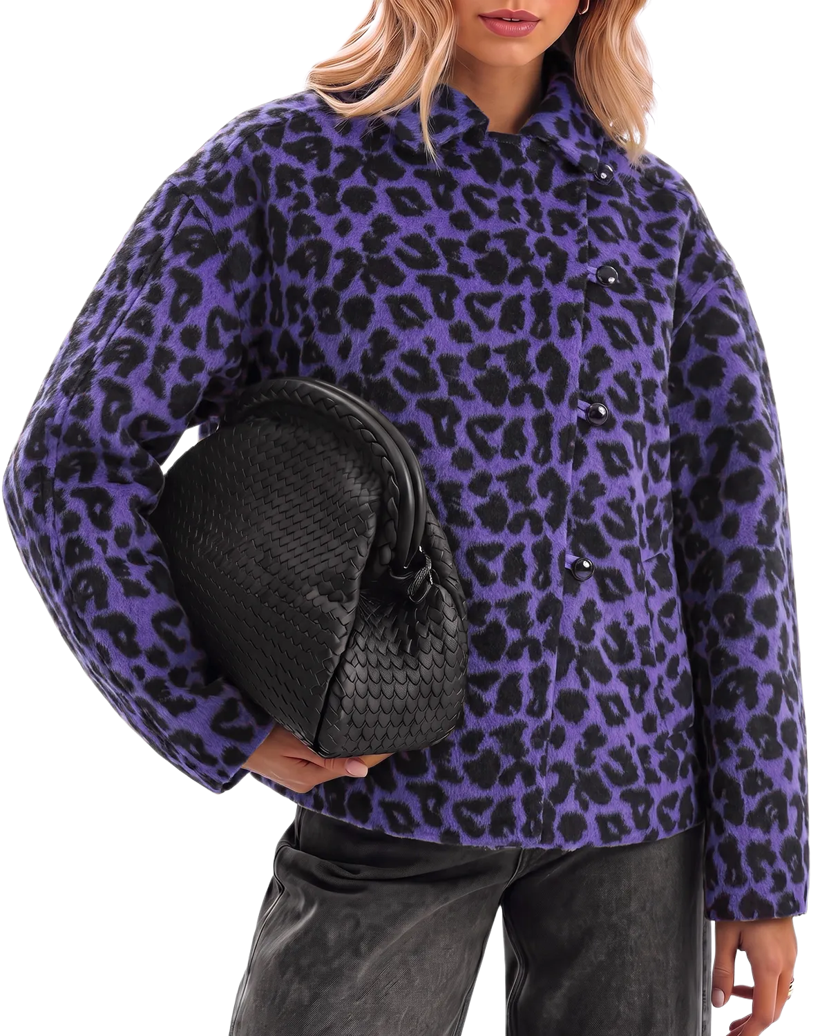 Womens Violet Faux Wool Pea Coat | CicyBell