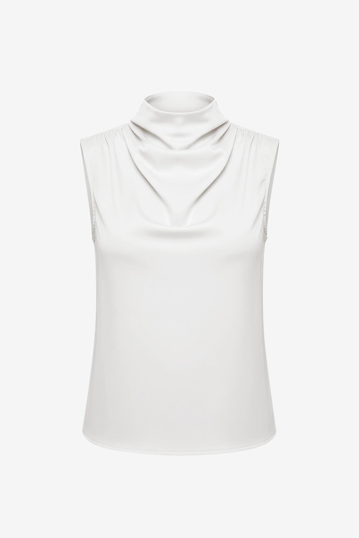Womens White Mock Neck Satin Tank Tops | CicyBell