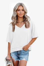 Womens White Summer V Neck T Shirts | CicyBell