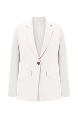 Cicy Bell Womens White Button Knit Blazer