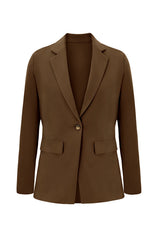 Cicy Bell Womens Dark Brown Button Knit Blazer