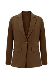 Cicy Bell Womens Dark Brown Button Knit Blazer