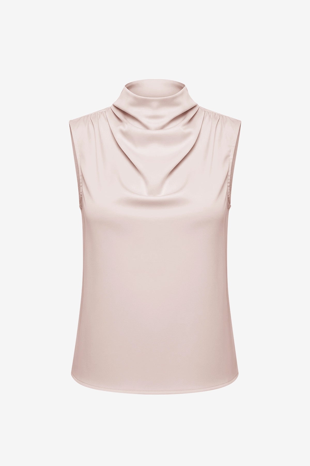 Womens Pink Mock Neck Satin Tank Tops | CicyBell