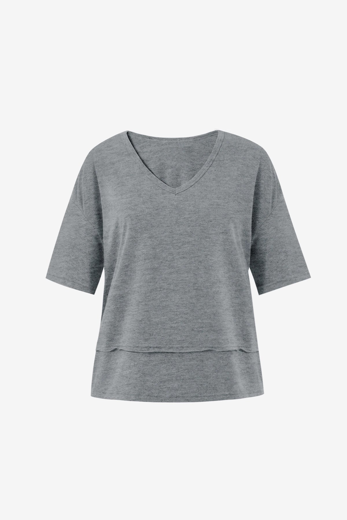 Womens Grey Summer V Neck T Shirts | CicyBell
