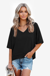 Womens  Black Summer V Neck T Shirts | CicyBell