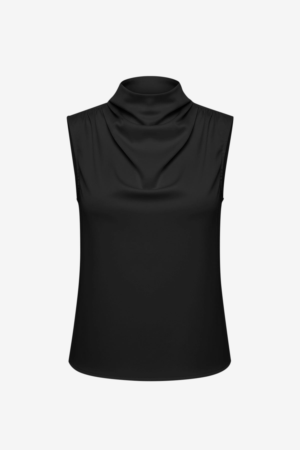 Womens Black Mock Neck Satin Tank Tops | CicyBell