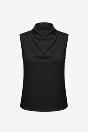 Womens Black Mock Neck Satin Tank Tops | CicyBell