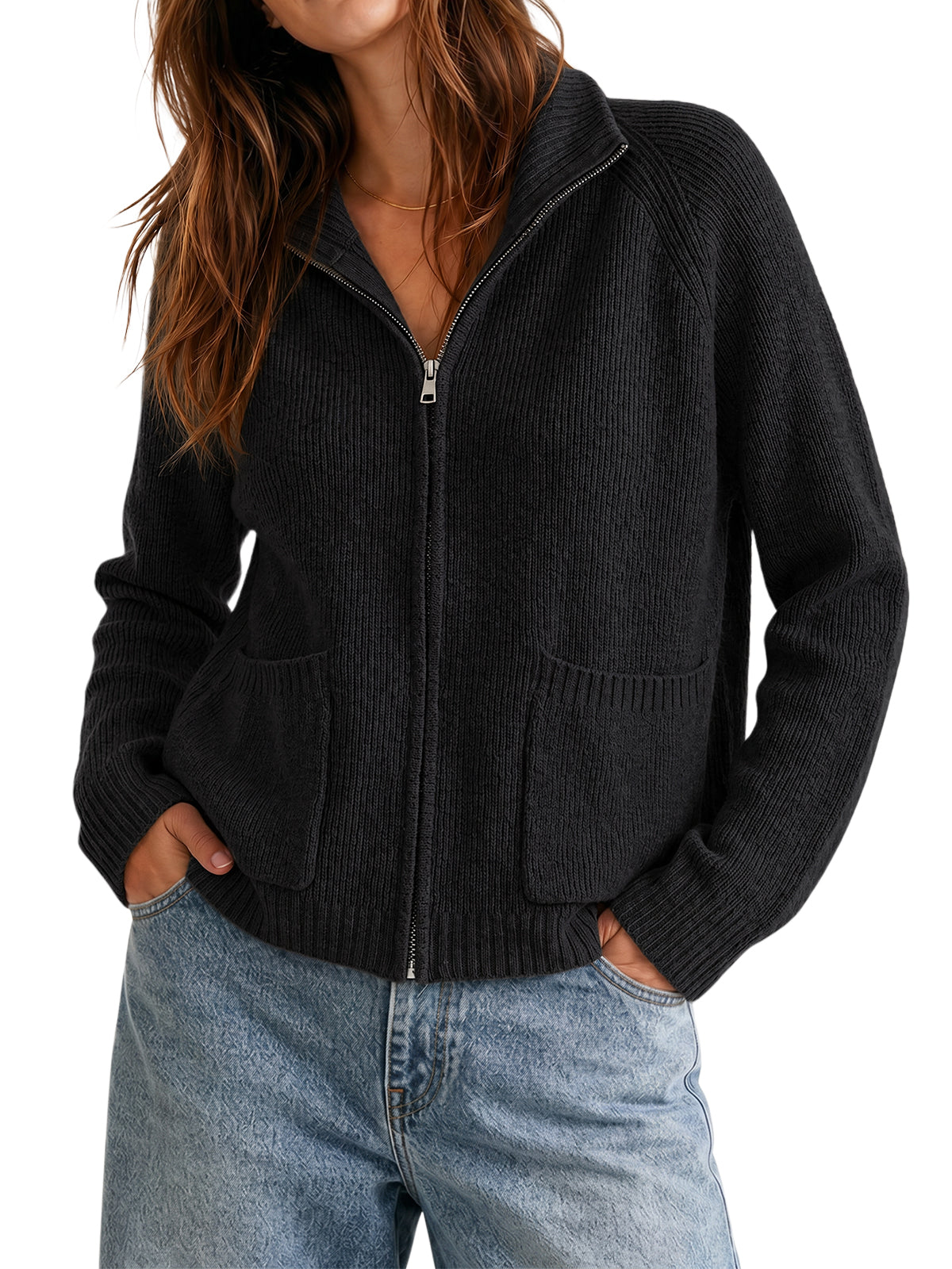 Womens Black Chunky Cardigan Sweaters | CicyBell